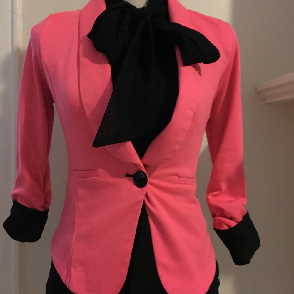 Single Button Hot Pink Blazer